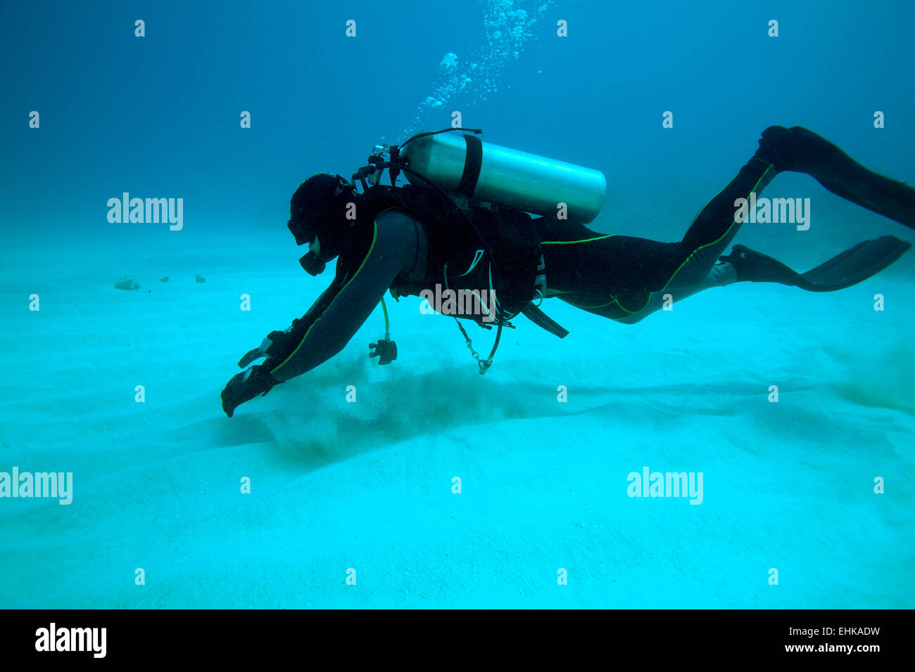 Près de plongeur le fond de sable, Cuba Banque D'Images