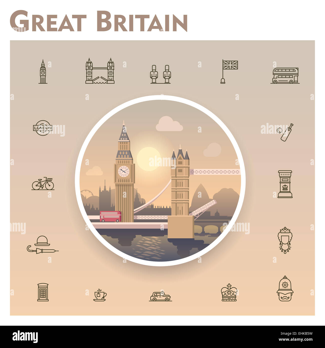 Voyage Royaume-uni icon set Banque D'Images