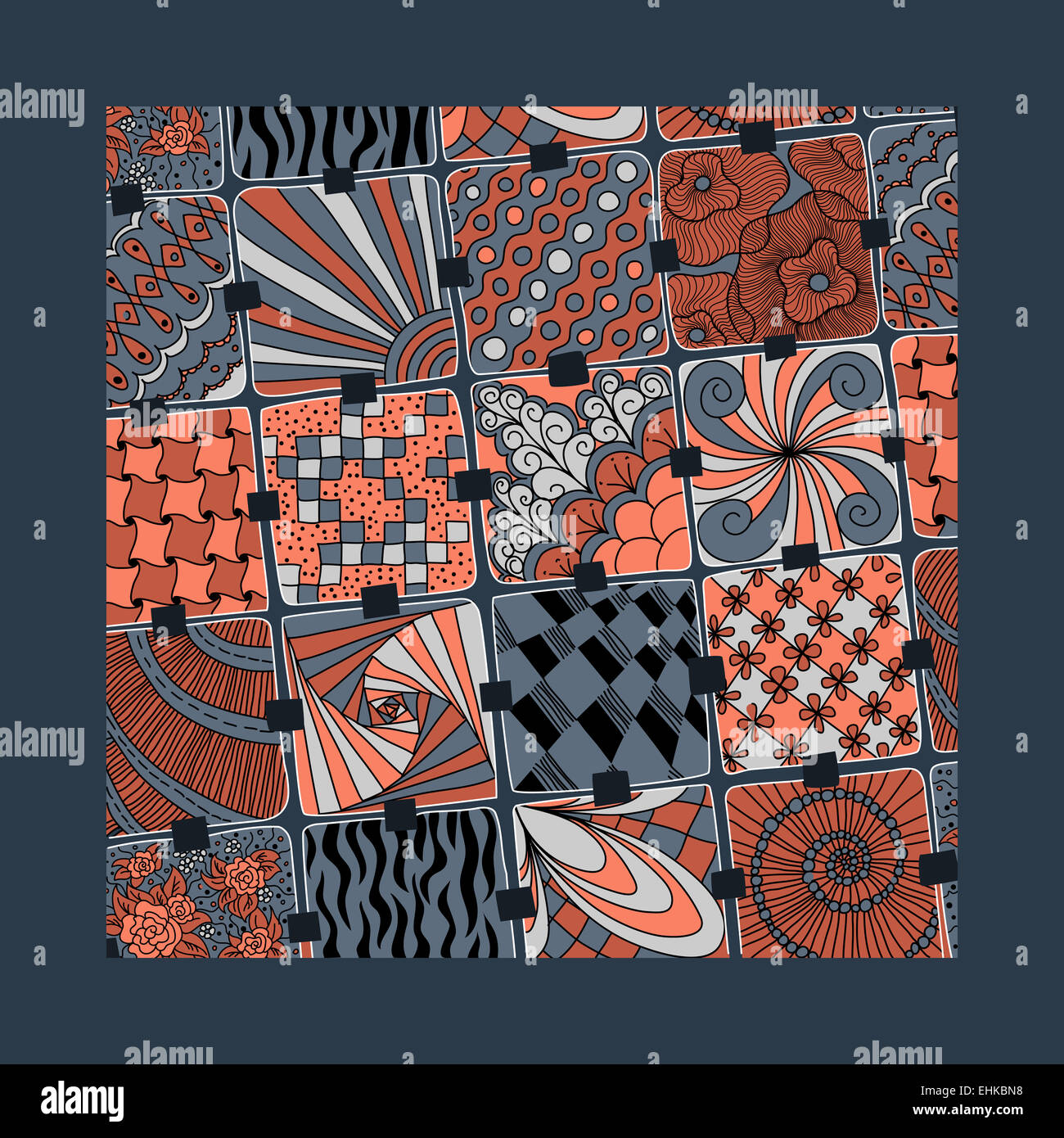 Vector pattern zentangle multicolores Banque D'Images