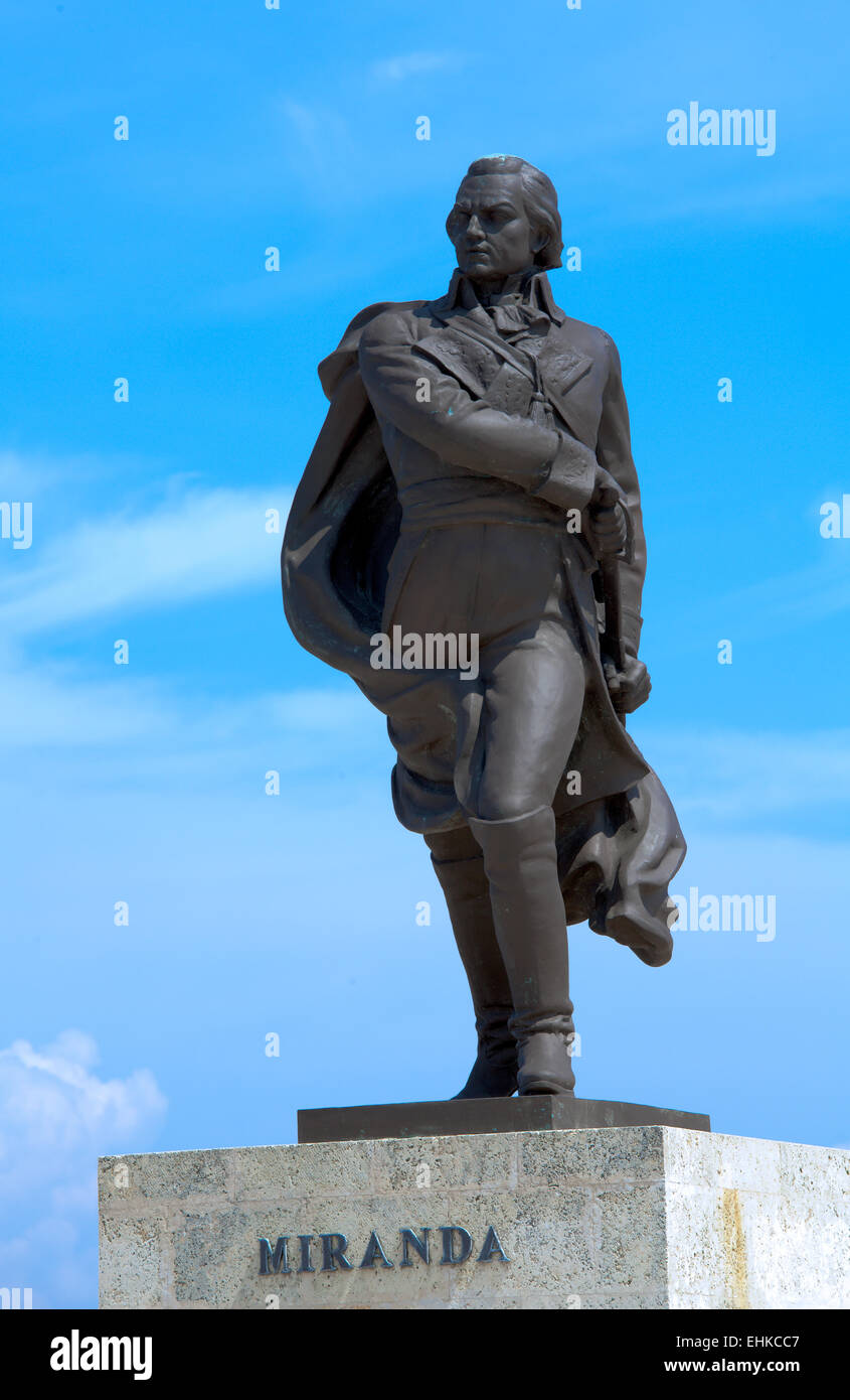Statue de la révolutionnaire vénézuélien Francisco de Miranda Banque D'Images