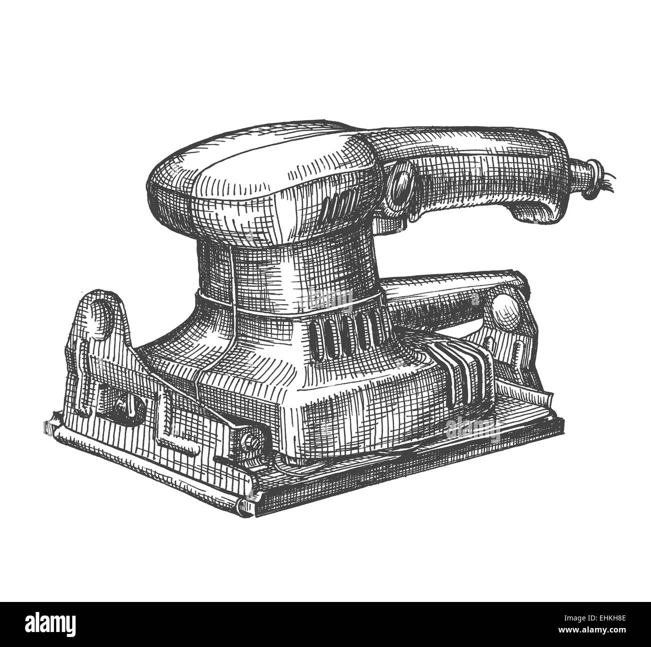 Machine de meulage sur un fond blanc. croquis Banque D'Images