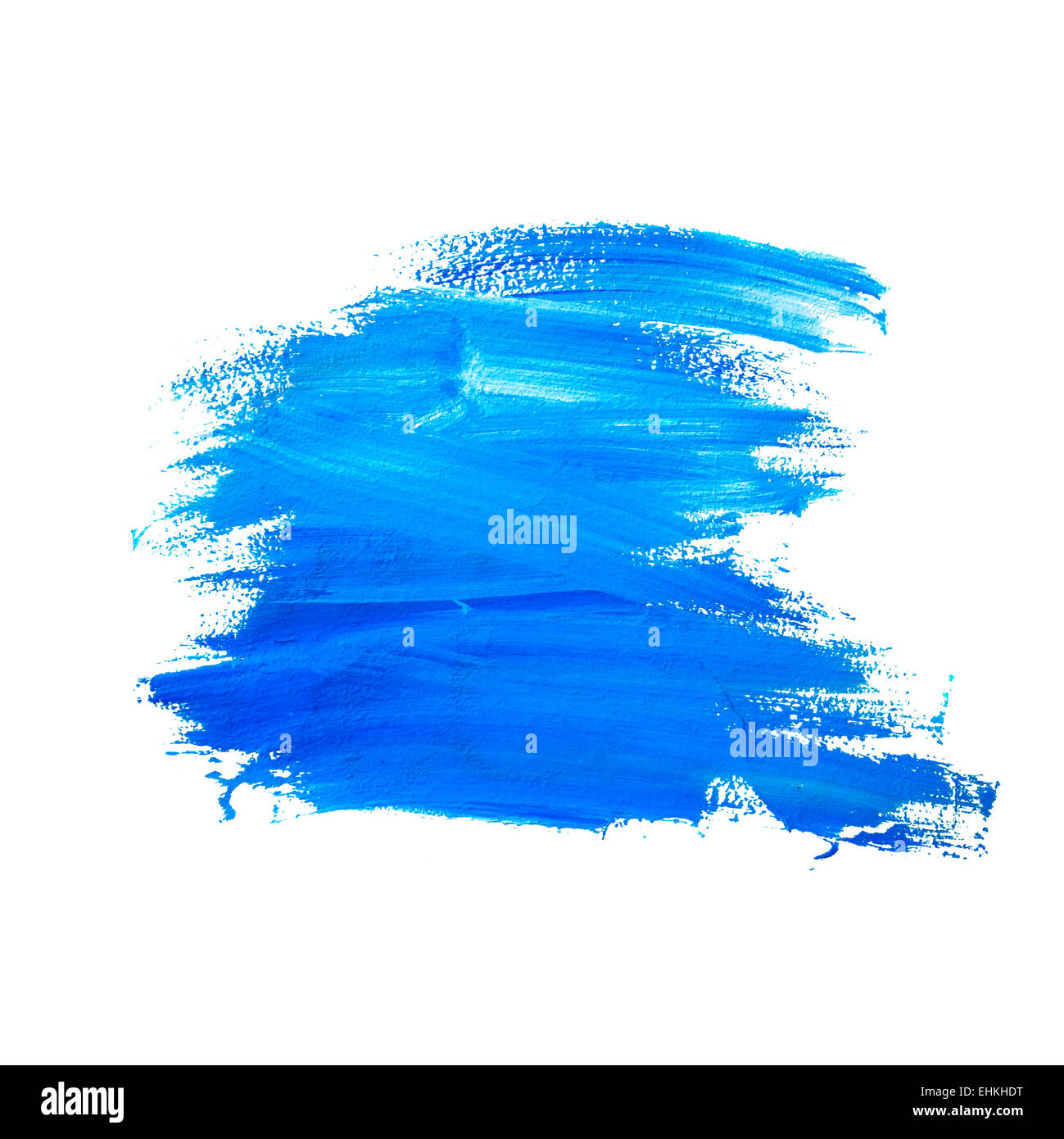 Grunge de coups de pinceau peinture bleu sur mur blanc Banque D'Images