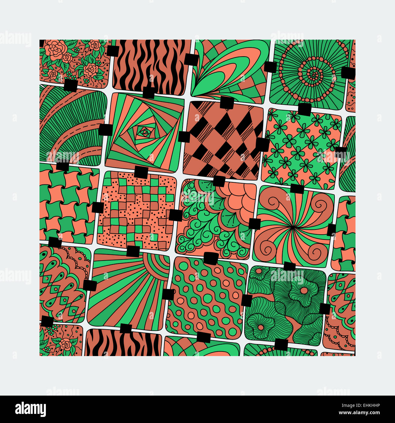 Vector pattern zentangle multicolores lumineux Banque D'Images
