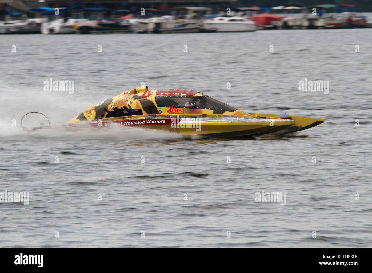 Voile E8. Les soldats blessés soutien commanditaire. Rocky Fork Thunder. American Power Boat Association sanctionnée APBA course de bateaux d'alimentation Banque D'Images