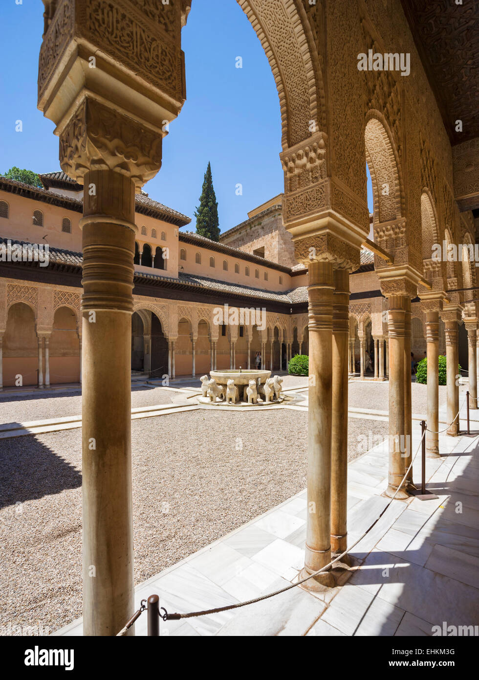 Grenade, l'Alhambra. Patio de los Leones (Cour des Lions ), Palacios Nazaries, Alhambra, Granada, Andalousie, Espagne Banque D'Images