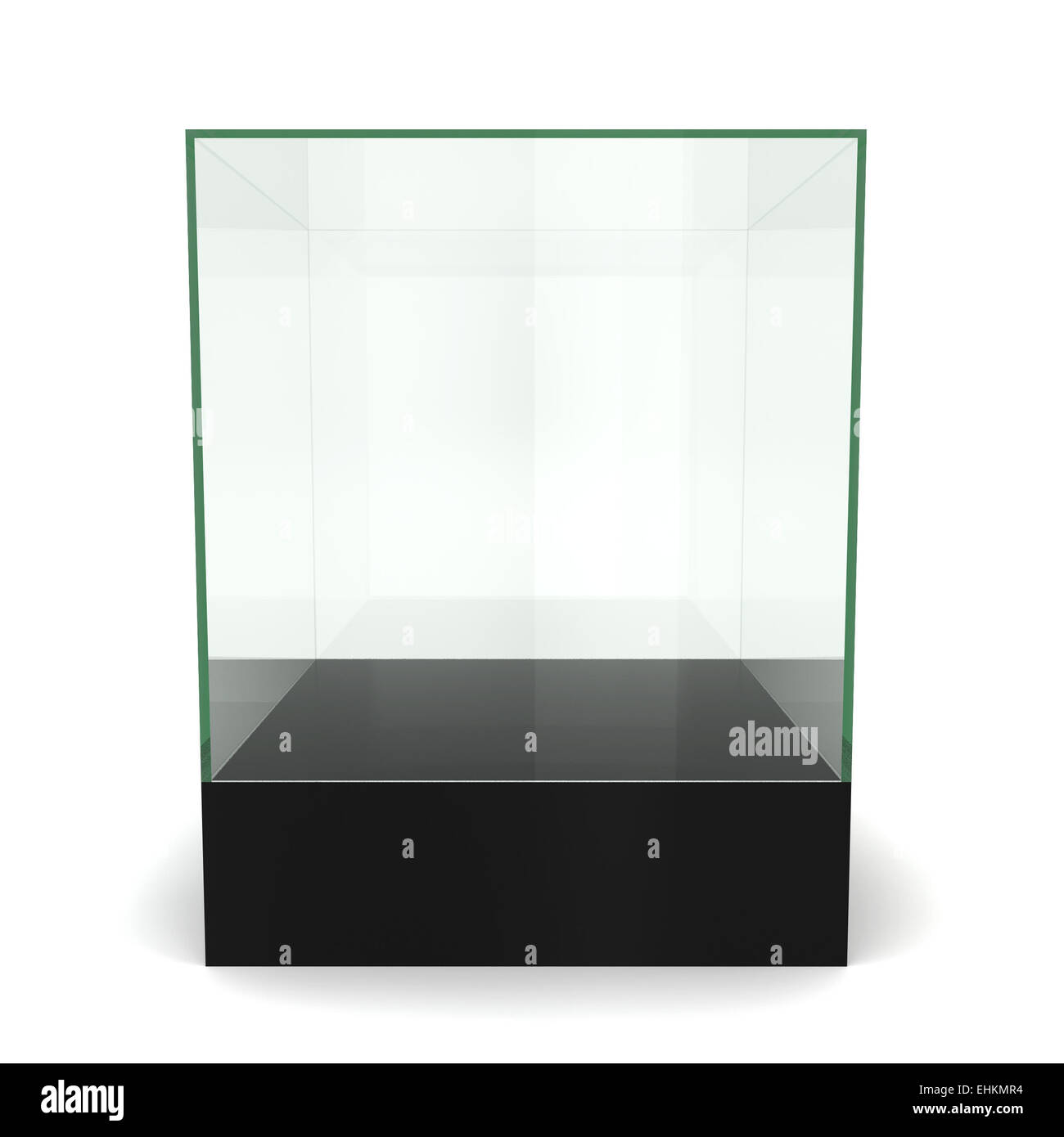Cube en verre sur socle. 3d illustration sur fond blanc Banque D'Images