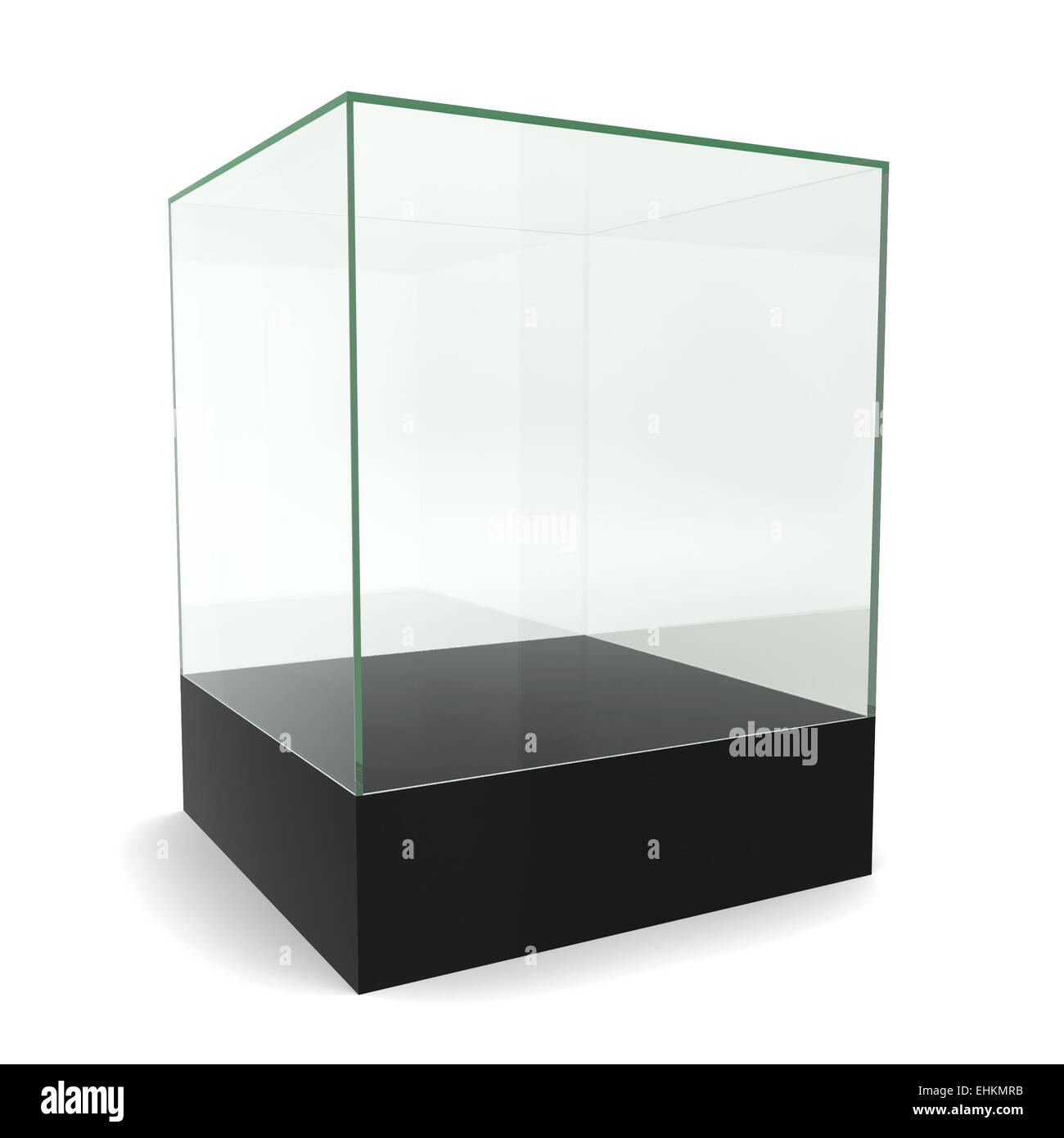 Cube en verre sur socle. 3d illustration sur fond blanc Banque D'Images