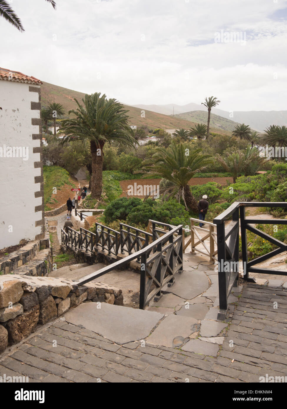 Une petite ville de Corralejo Fuerteventura, îles Canaries, ancienne capitale, datant de 1404, construit des maisons traditionnellement faible Banque D'Images