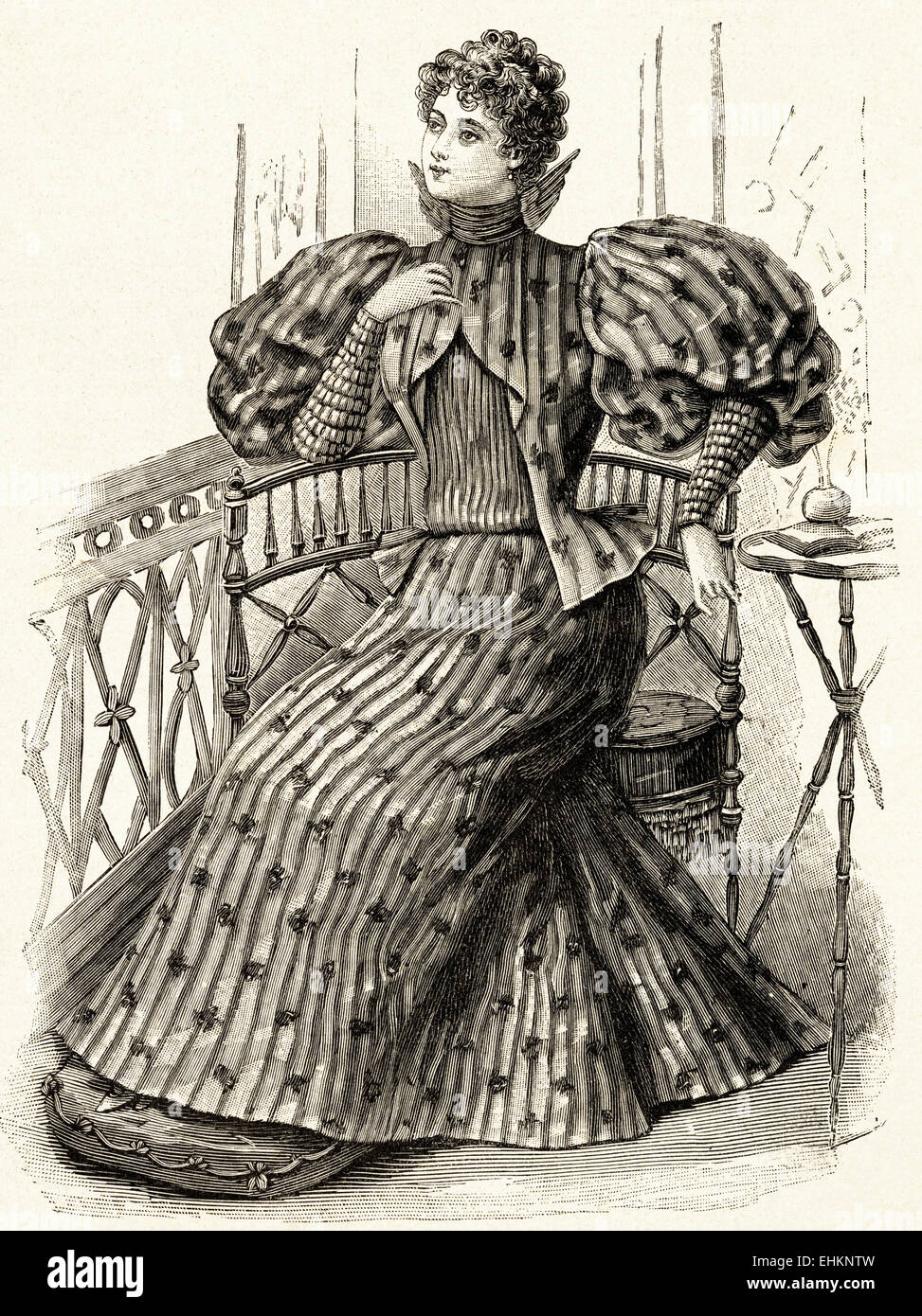 Victorian woman fashion illustration circa 1895 Banque D'Images