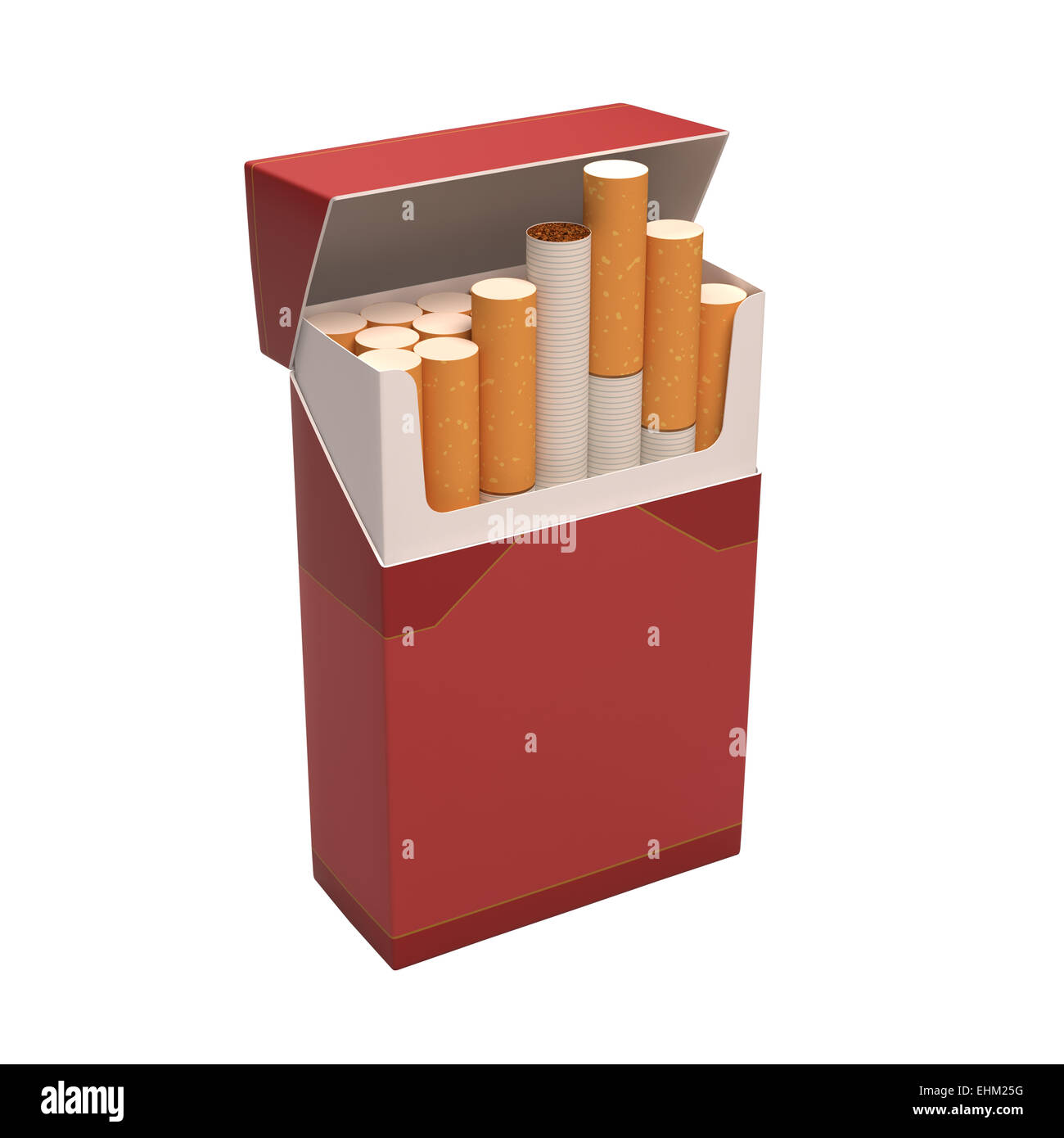 Paquet de cigarettes sur fond blanc et chemin de détourage inclus. Banque D'Images