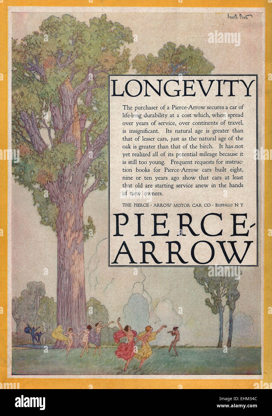 Pierce Arrow Publicité - Longévité - 1916 Banque D'Images