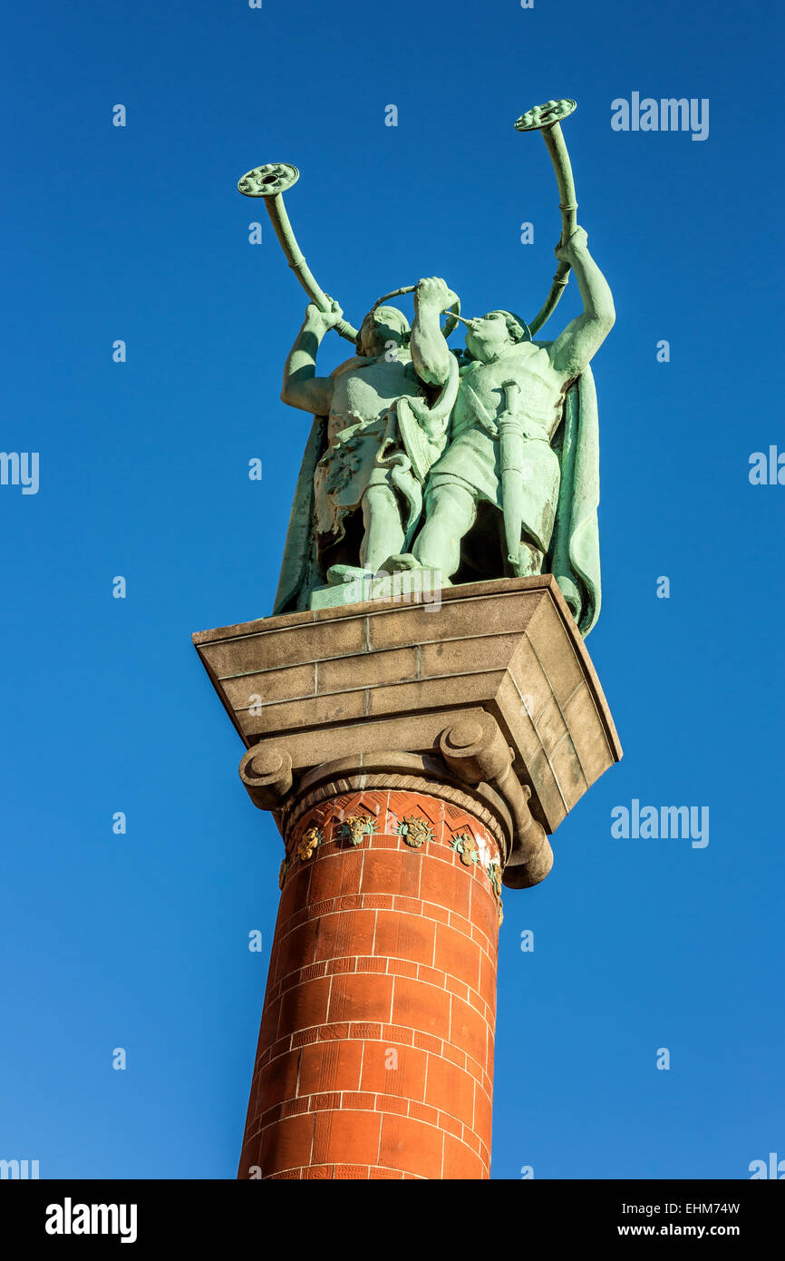 Lur horn players statue, place de l'hôtel de ville, Copenhague, Danemark Banque D'Images