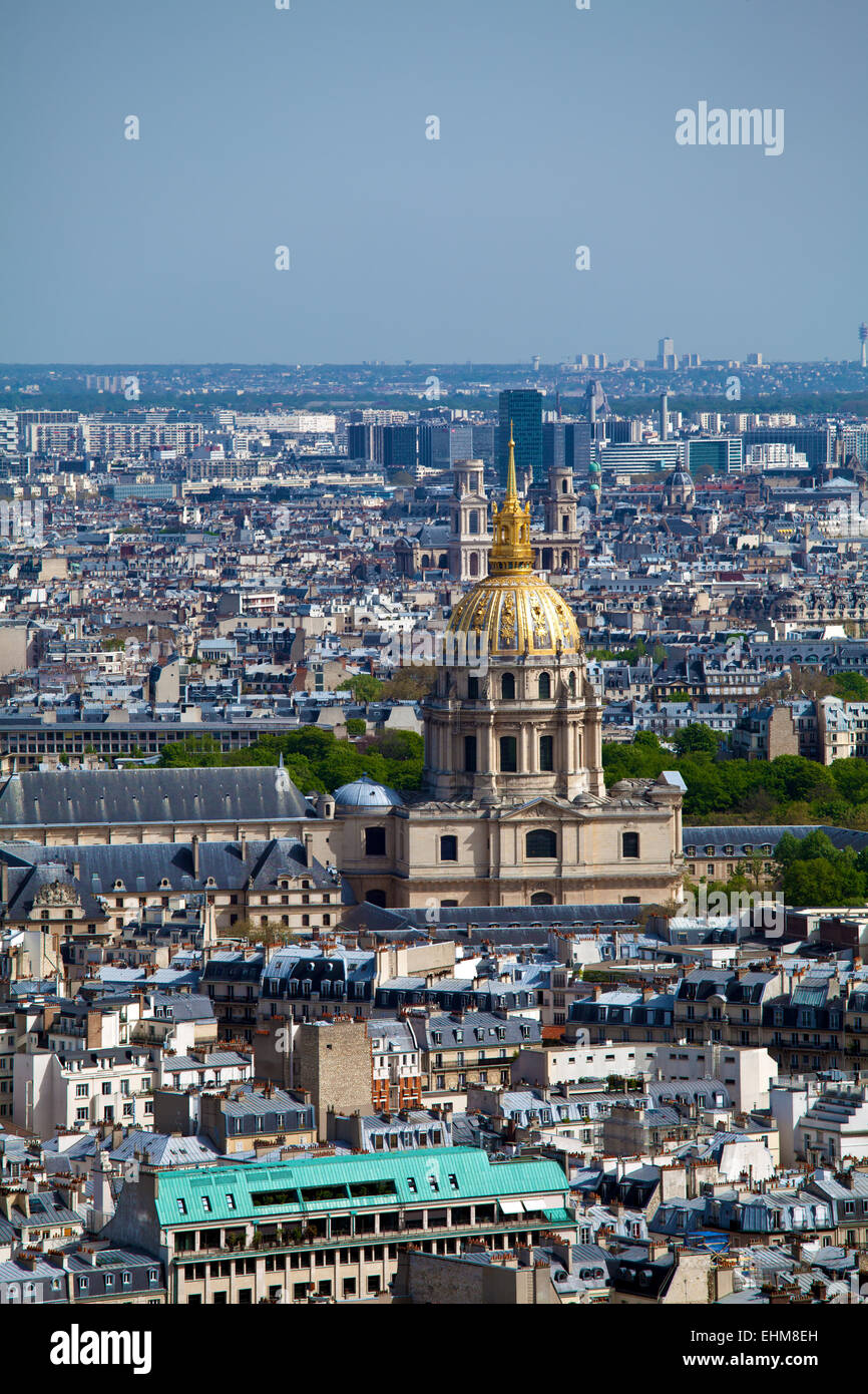 La Résidence National des Invalides - vue aérienne de la Tour Eiffel, Paris, France Banque D'Images