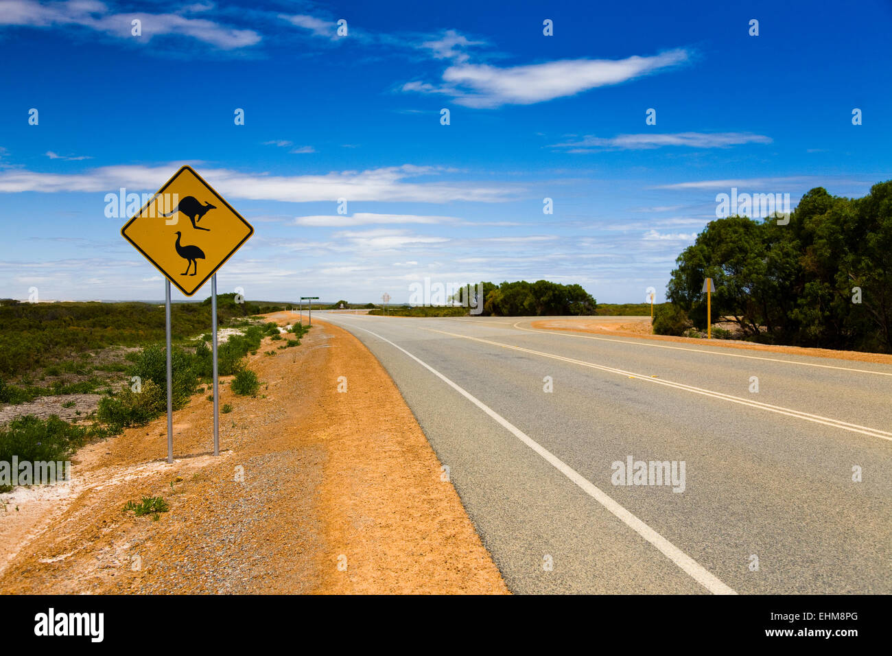 Panneau routier australien typique, l'ouest de l'Australie Banque D'Images