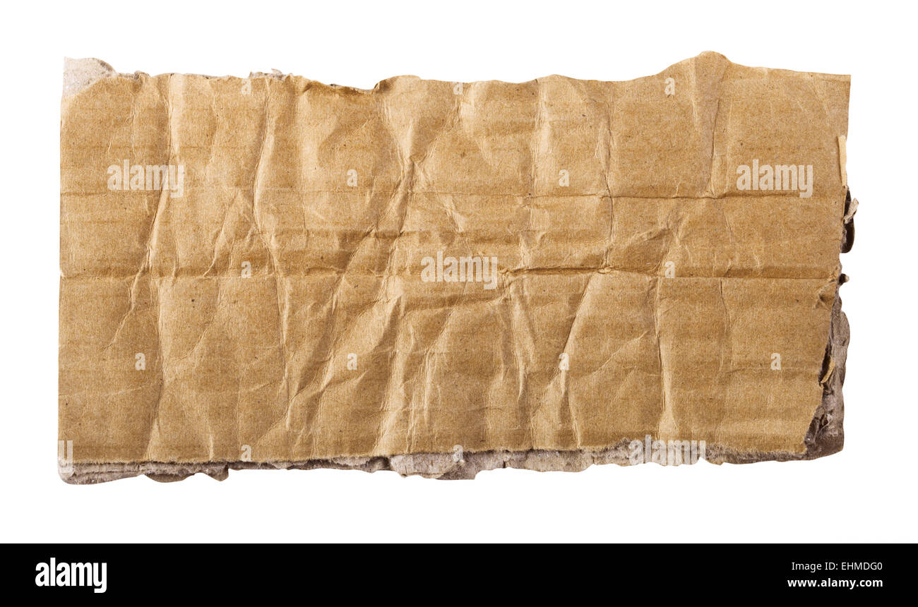 Close up d'un morceau de carton sur fond blanc. Clipping Path Banque D'Images