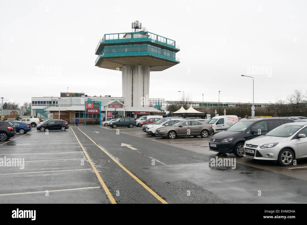 La tour de Pennine Forton autoroute Répertorié, catégorie II des années 60, ouvert en 1965, l'architecture des années 60 années 60 br Banque D'Images