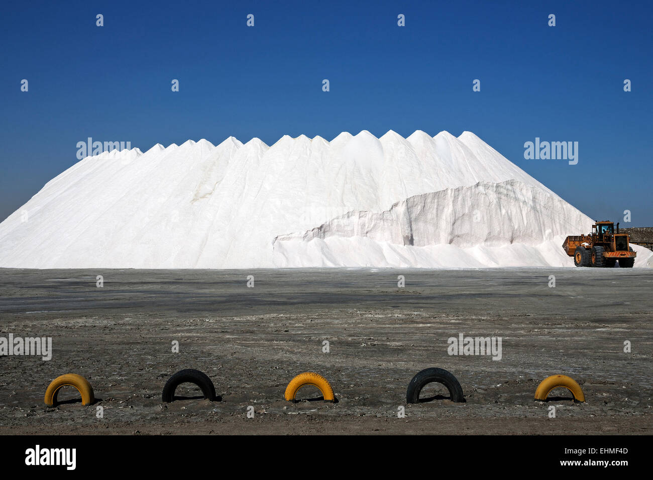 La production de sel de mer près de Walvis Bay, en Namibie Banque D'Images