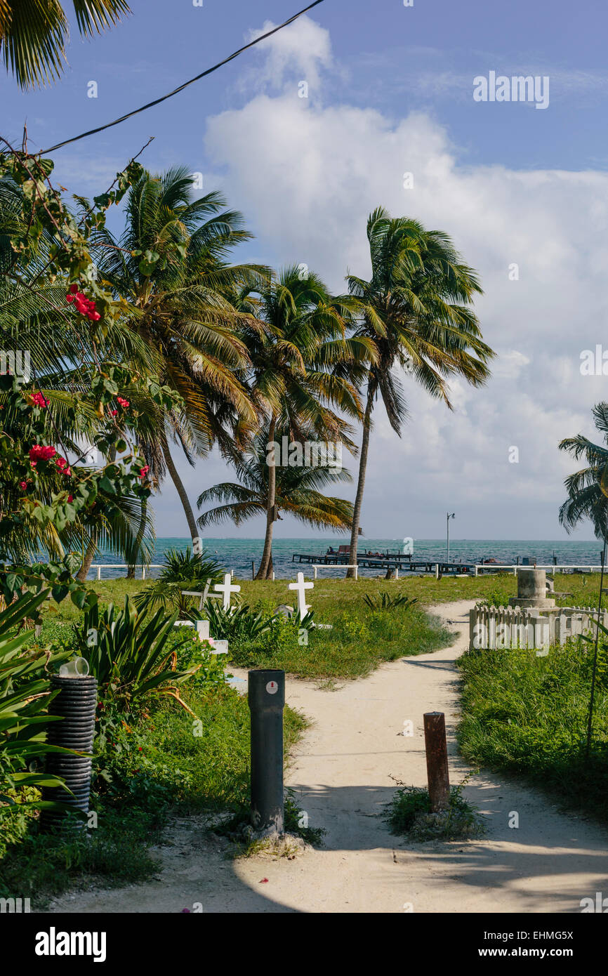 Cimetière de Caye Caulker, Belize Banque D'Images