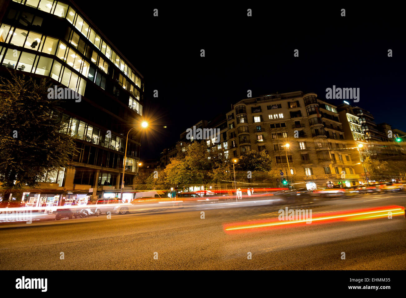 Lumières de la nuit dans la rue Banque D'Images