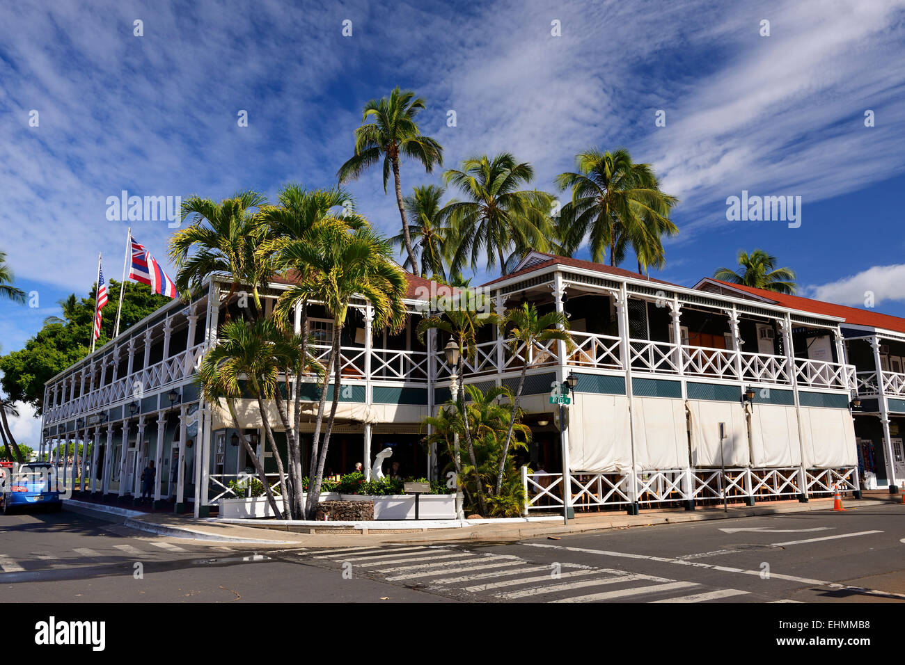 Pioneer Inn sur Wharf Street, Lahaina, Maui, Hawaii, USA Banque D'Images