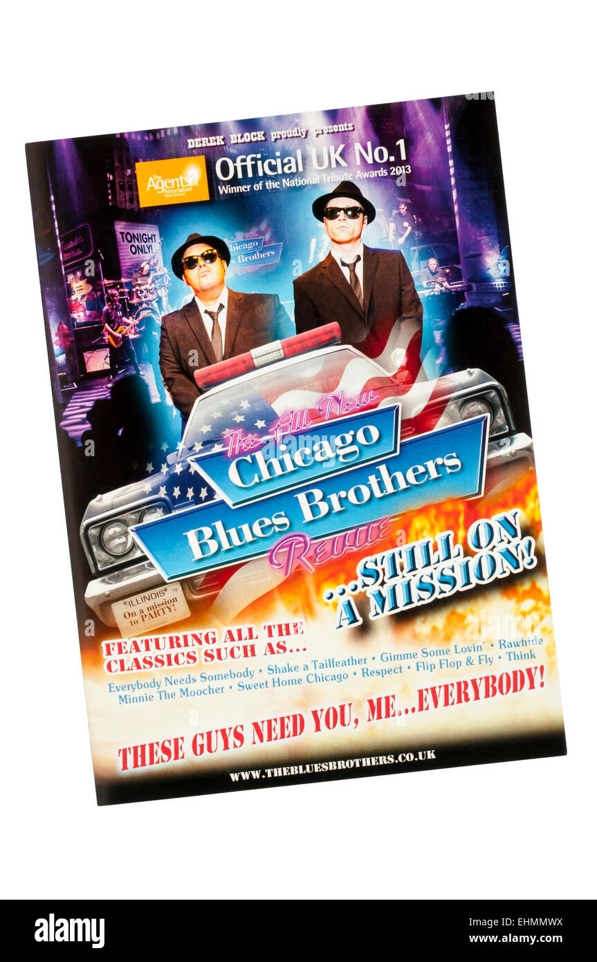 Dépliant promotionnel pour 2015 Apparition de Chicago Blues Brothers. Banque D'Images