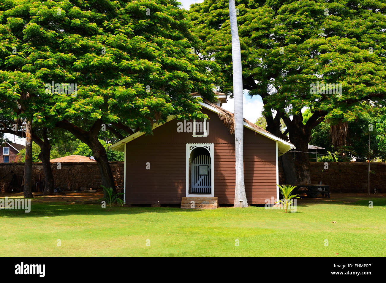 Le Vieux-lahaina sur Prison Prison Street, Lahaina, Maui, Hawaii, USA Banque D'Images