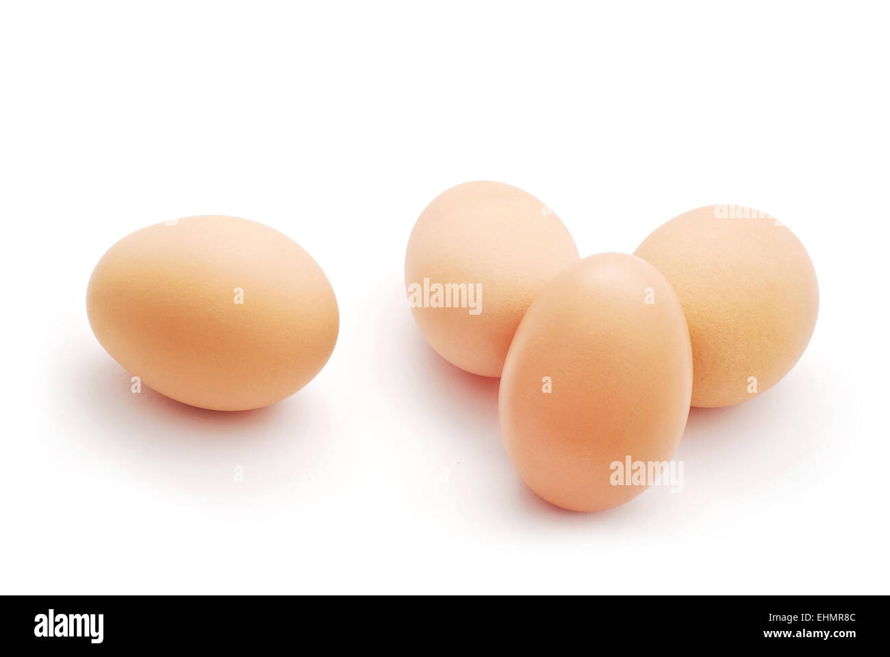 Oeufs frais sur fond blanc Banque D'Images