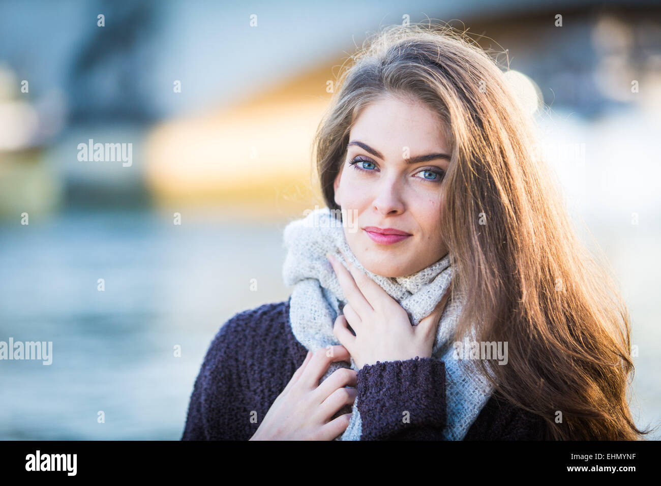 Portrait de femme en hiver. Banque D'Images