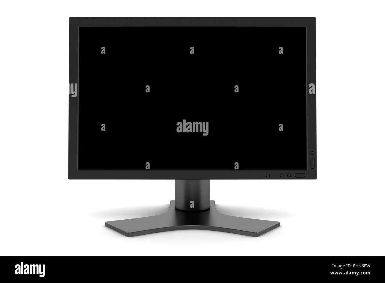 Moniteur TFT avec écran blanc isolé sur fond blanc Banque D'Images