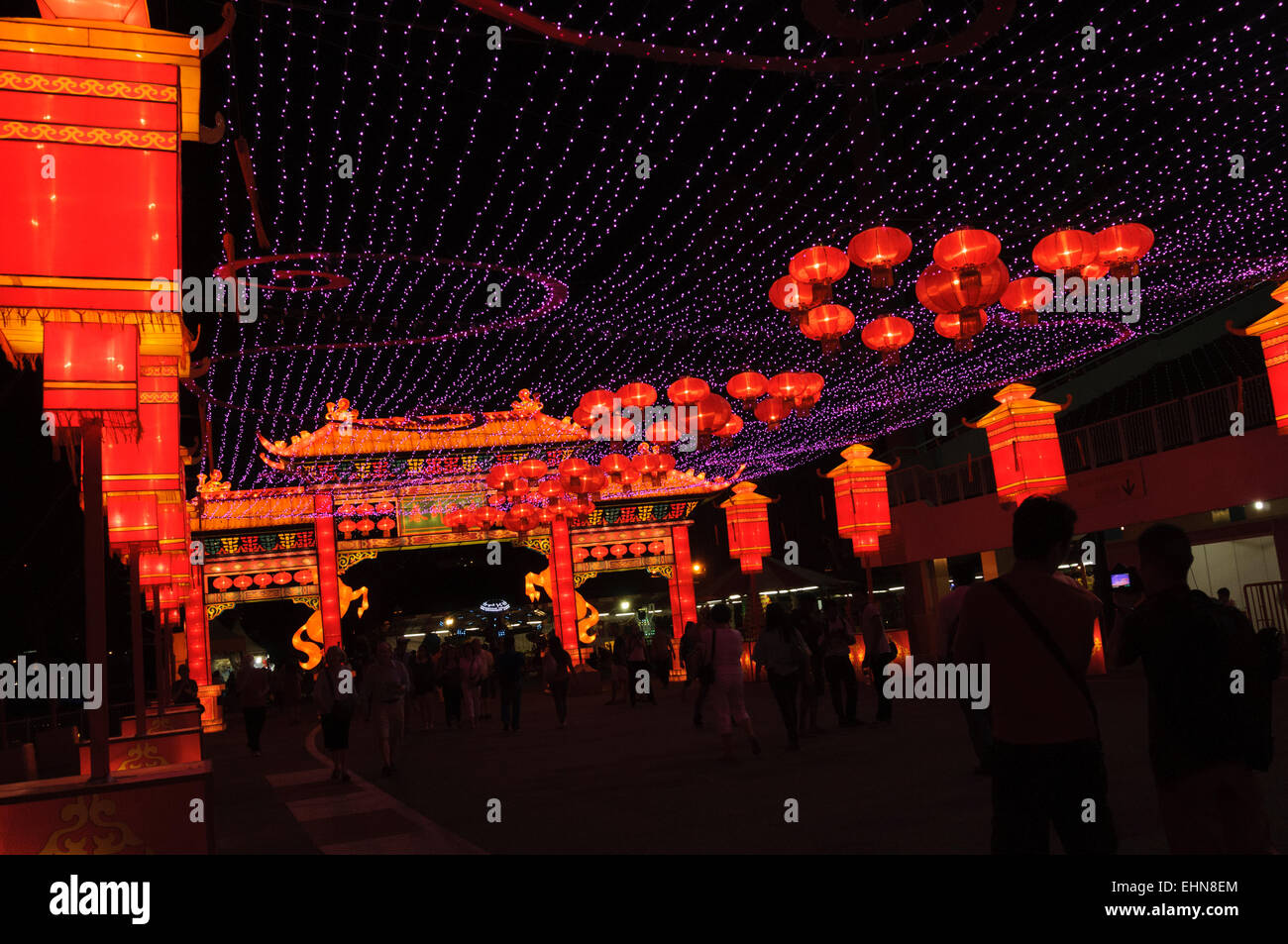 Année du cheval nouvel an chinois fête des lanternes. Singapour Banque D'Images