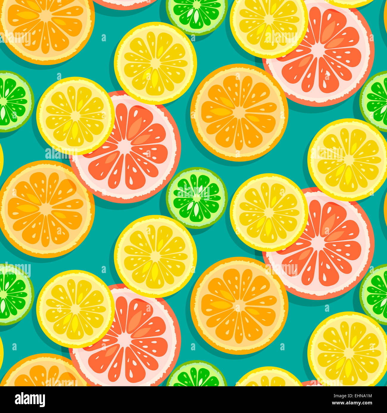 Seamless vector background d'agrumes (pamplemousse, citron,chaux,orange) Banque D'Images