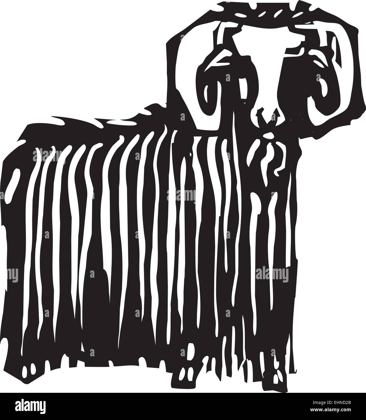 Xylographie expressionniste style image d'un ram ou ibex Illustration de Vecteur