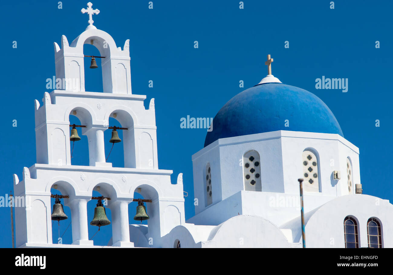 Église principale à Pyrgos, Santorin Banque D'Images