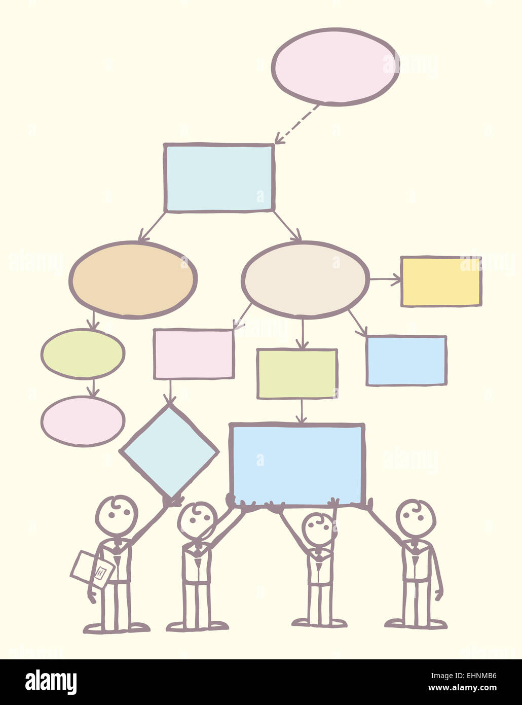 La collaboration dans le modèle vectoriel mind map Banque D'Images