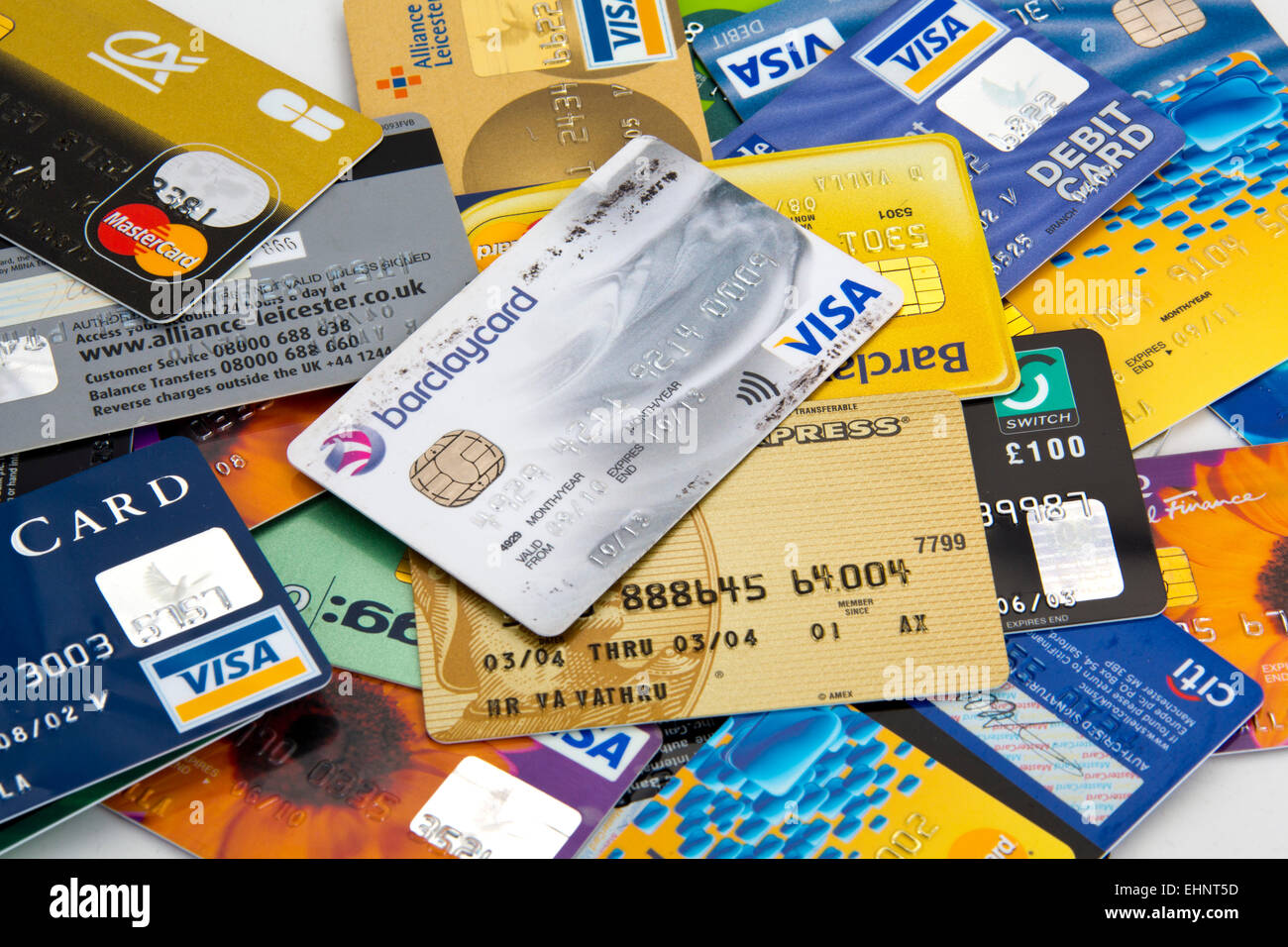 Assortiment de cartes de crédit et de débit Visa et Mastercard Cartes de crédit 151139 Banque D'Images