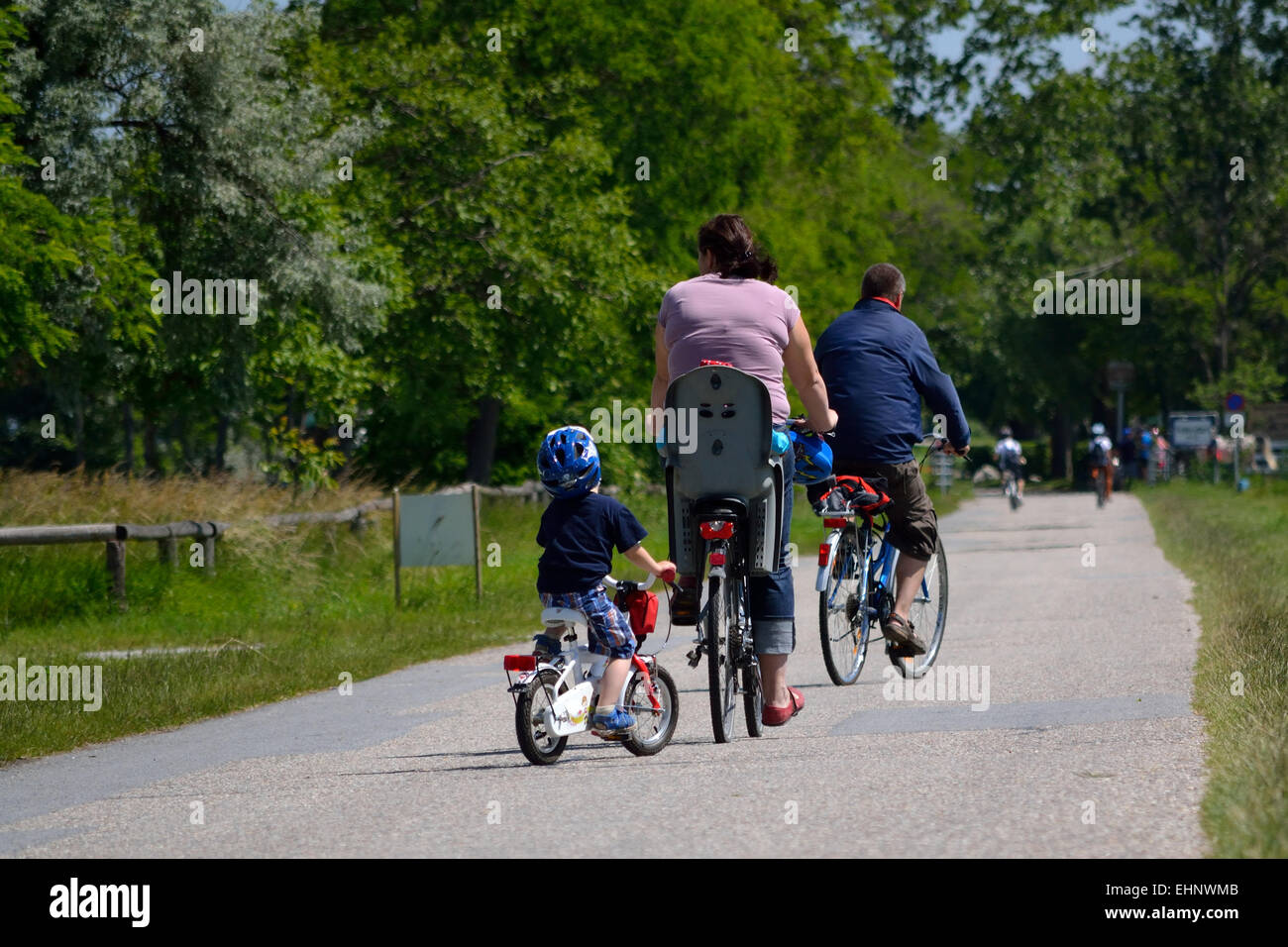 Famille avec les vélos Banque D'Images