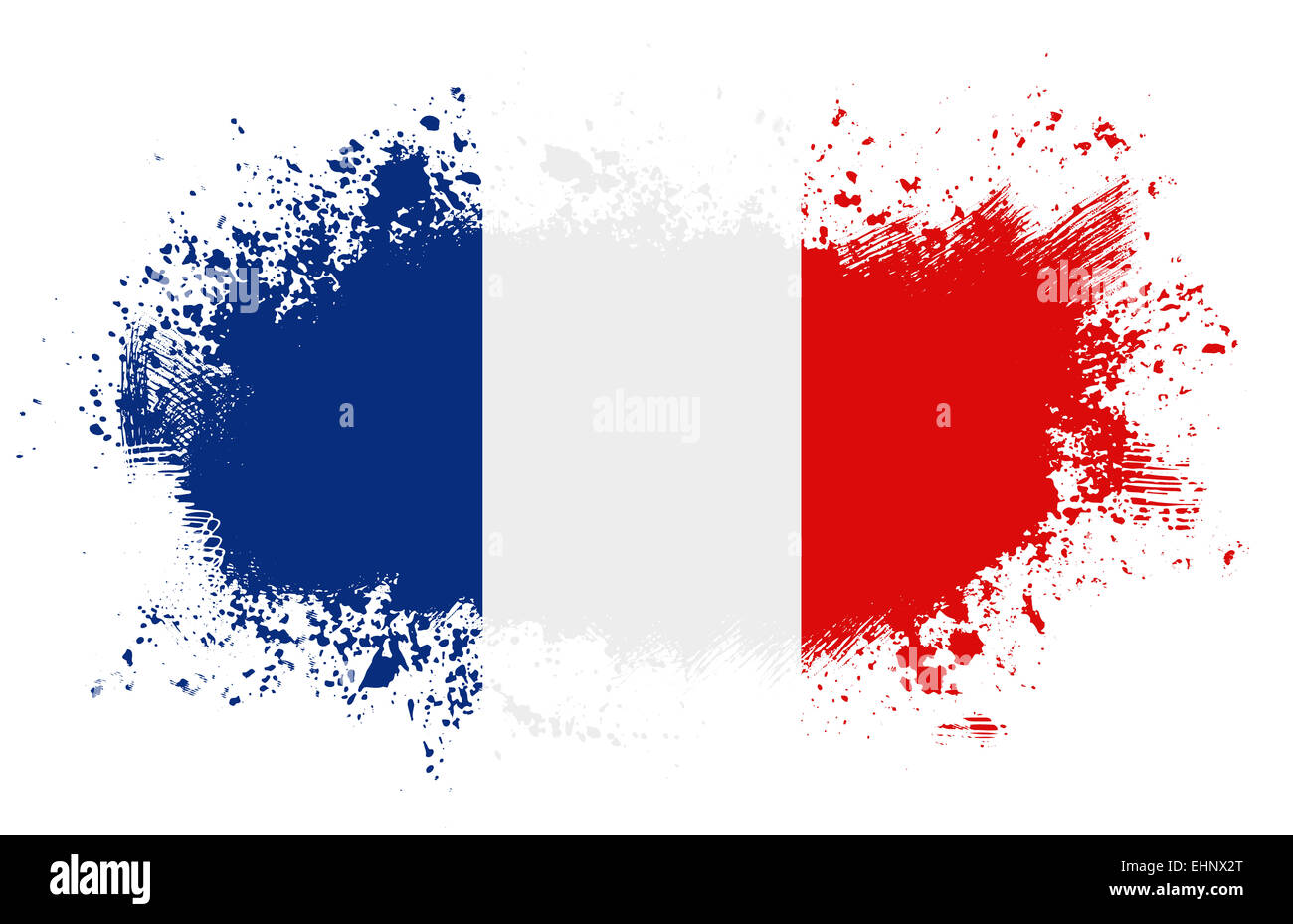 Grunge drapeau français éclaboussé d'encre Banque D'Images