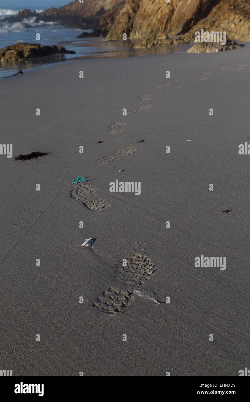 Empreinte écologique et de déchets sur la plage Banque D'Images