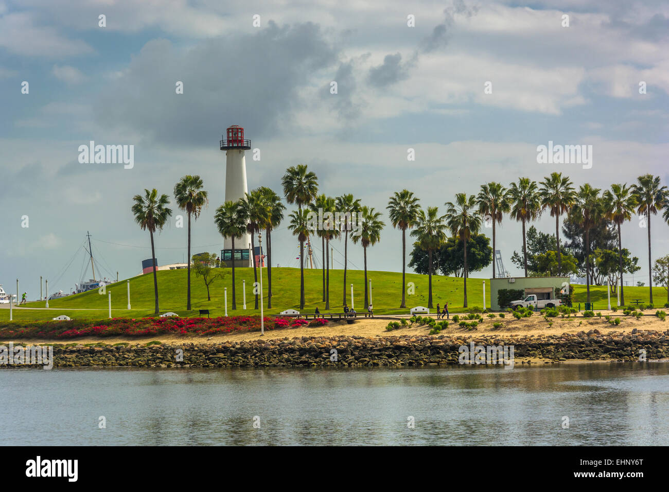 Vue sur le port de Long Beach, phare de Long Beach, en Californie. Banque D'Images