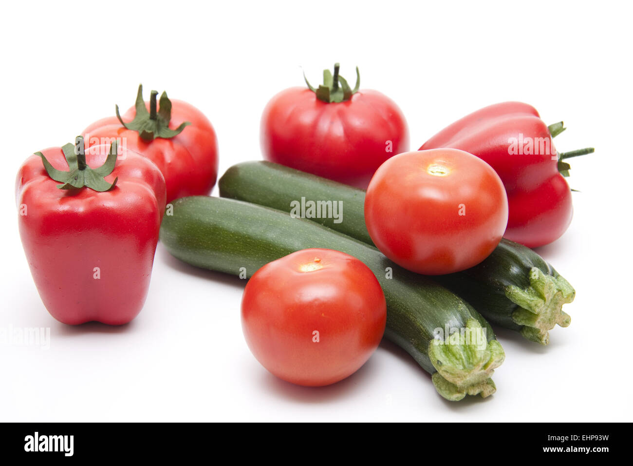 Les courgettes et les tomates avec le paprika Banque D'Images