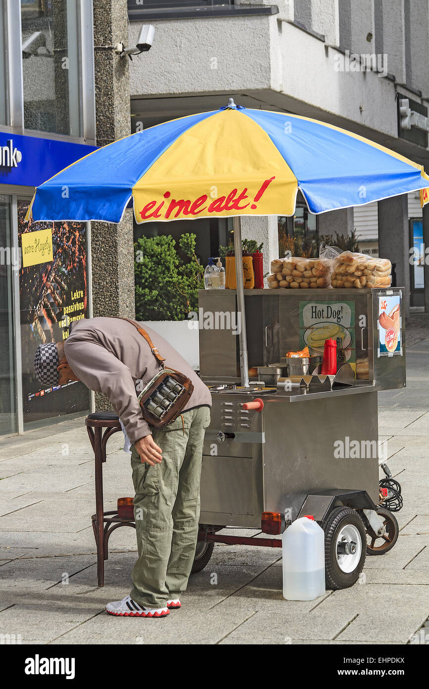 Vendeur de hot-dog Stavanger Norvège Banque D'Images