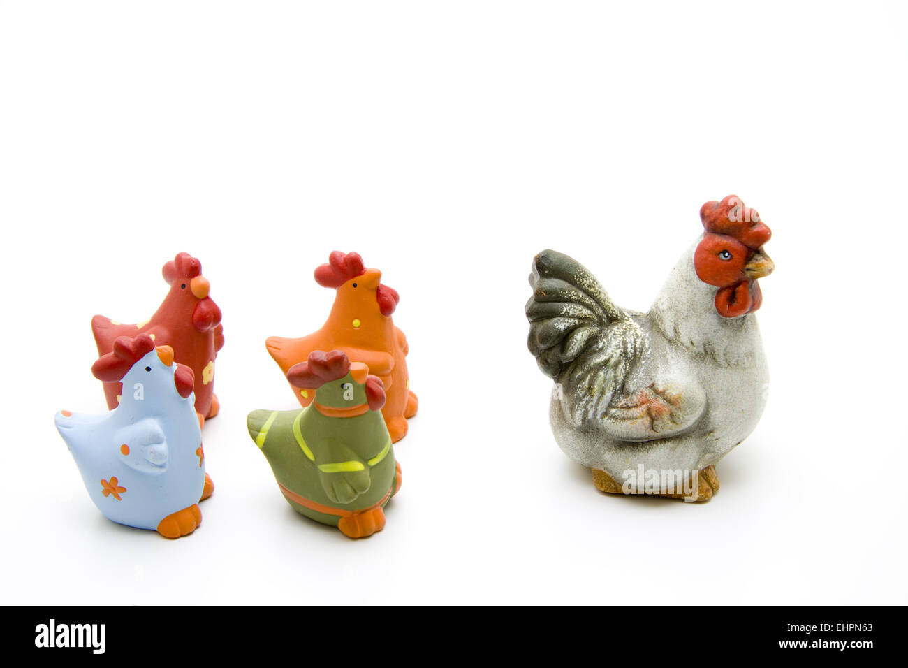 Poulet en céramique blanc Banque D'Images