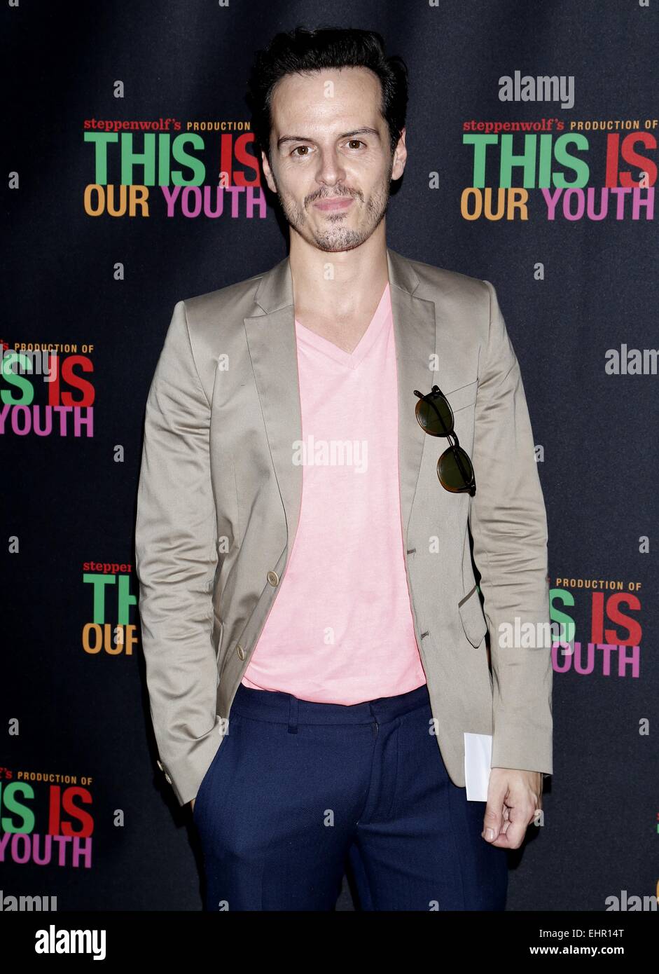 Soirée d'ouverture de 'C'est notre jeunesse" tenu à la Cort Theatre - Arrivées avec : Andrew Scott Où : New York, New York, United States Quand : 11 mai 2014 Banque D'Images