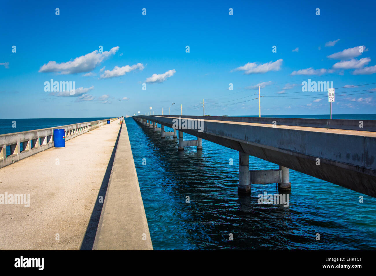 Le Seven Mile Bridge, sur la route d'outre-mer à Marathon, Floride. Banque D'Images