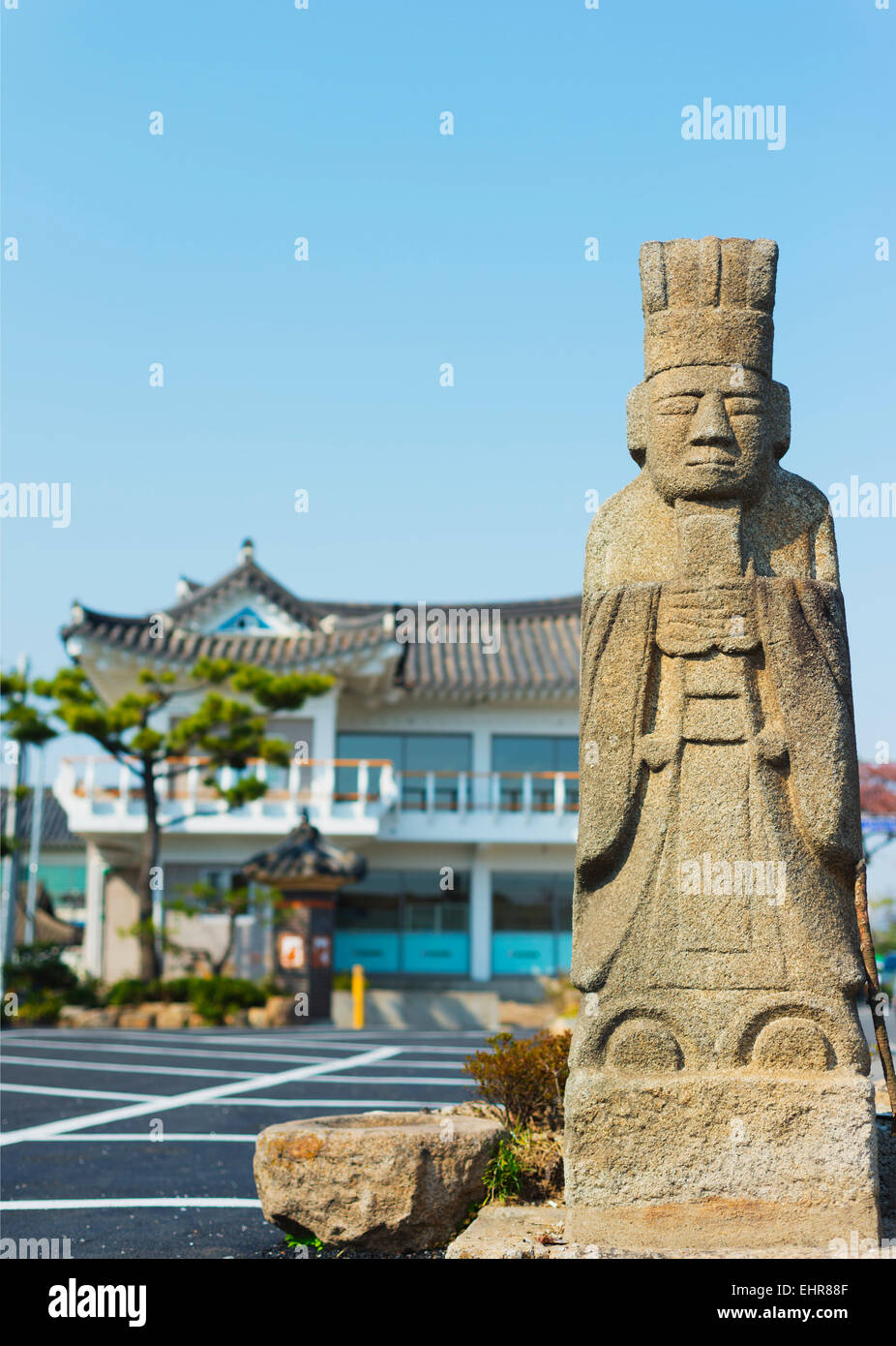 L'Asie, République de Corée, Corée du Sud, Gyeongsangbuk-do, Gyeongju, site de l'Unesco, statue de pierre Banque D'Images