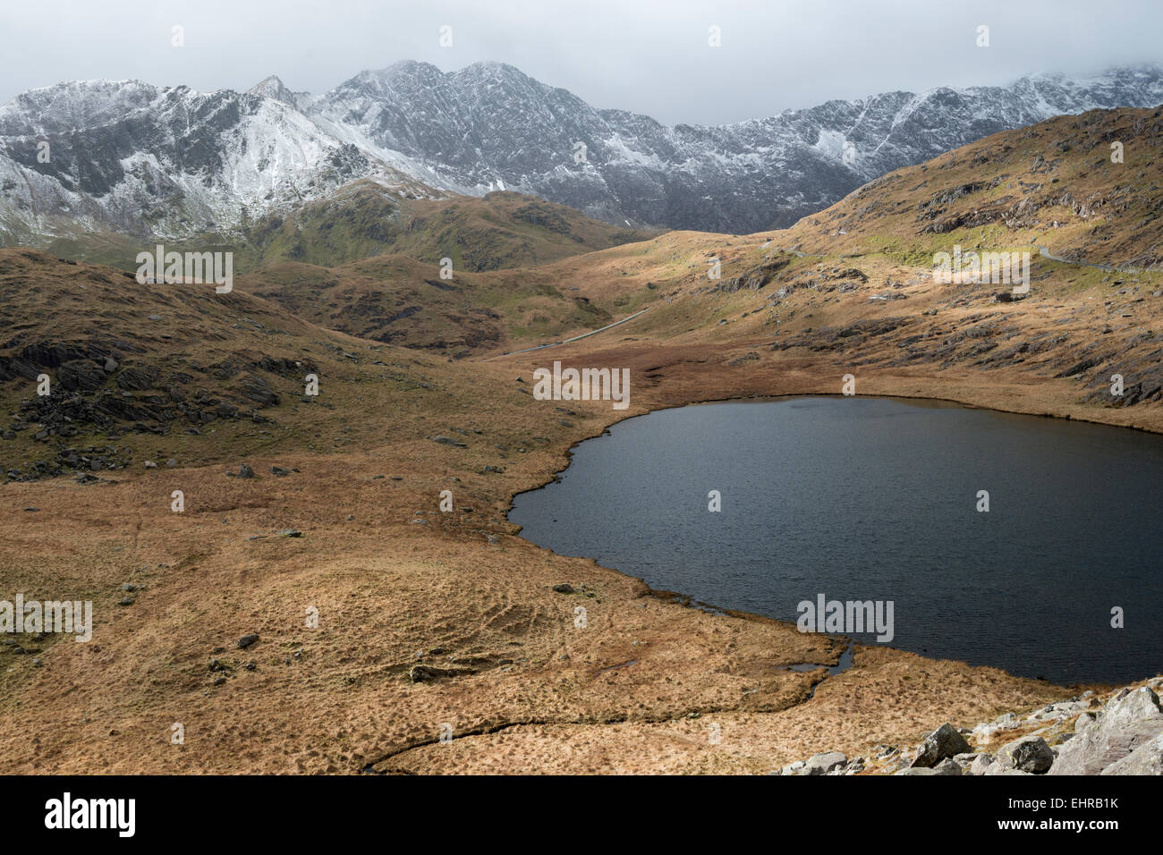 O Lliwedd et Snowdon, Massif du parc national de Snowdonia, Pays de Galles, Royaume-Uni Banque D'Images