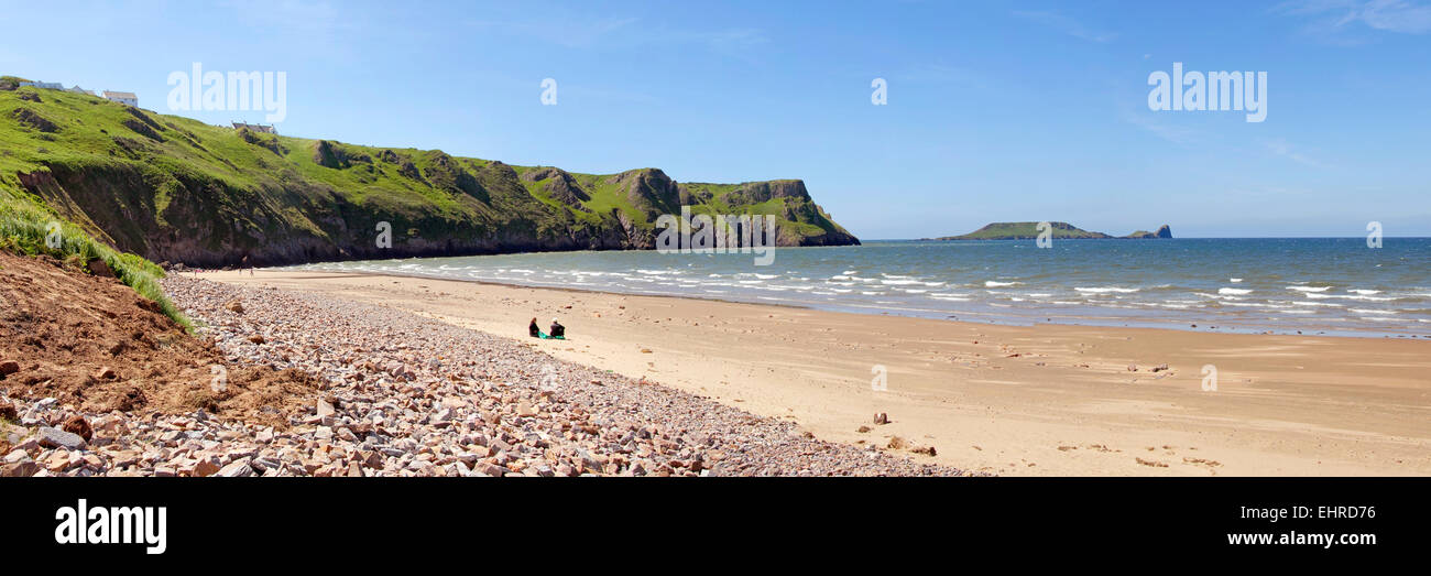 Rhossili beach et vers la tête, Gower, Nouvelle-Galles du Sud Banque D'Images