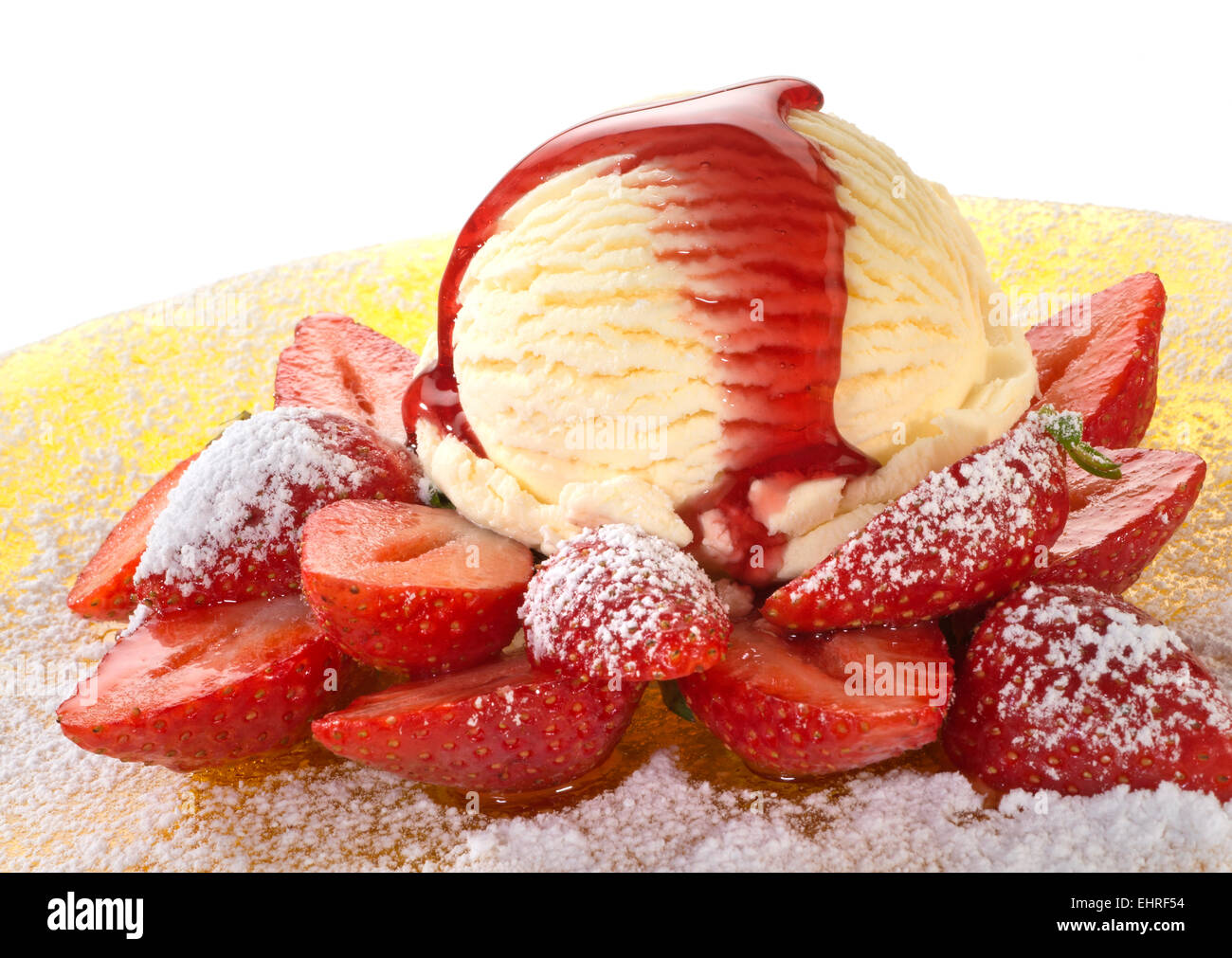 La crème glacée aux fraises Banque D'Images