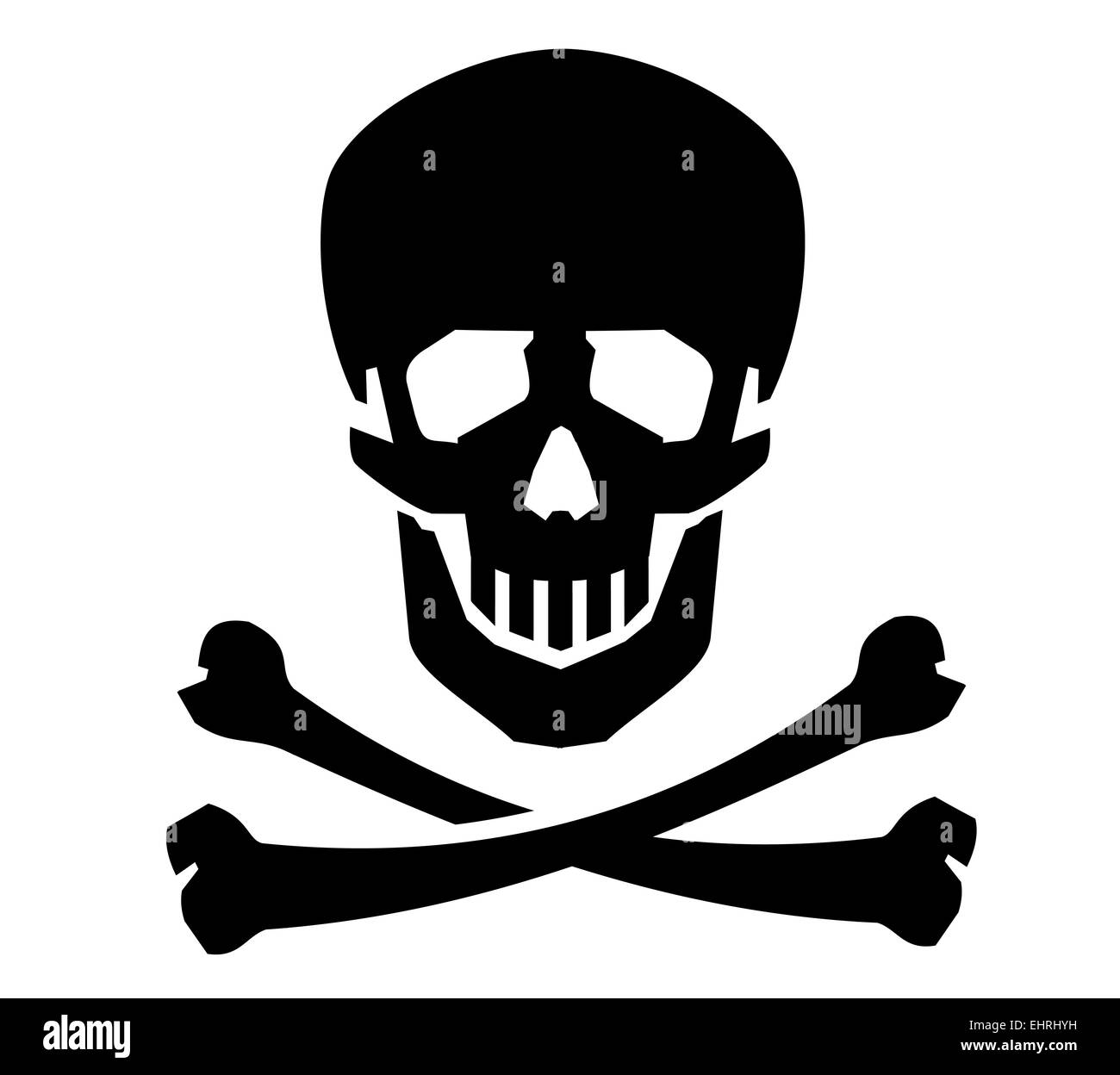Jolly Roger logo vector modèle. crâne humain ou mort icône. Banque D'Images