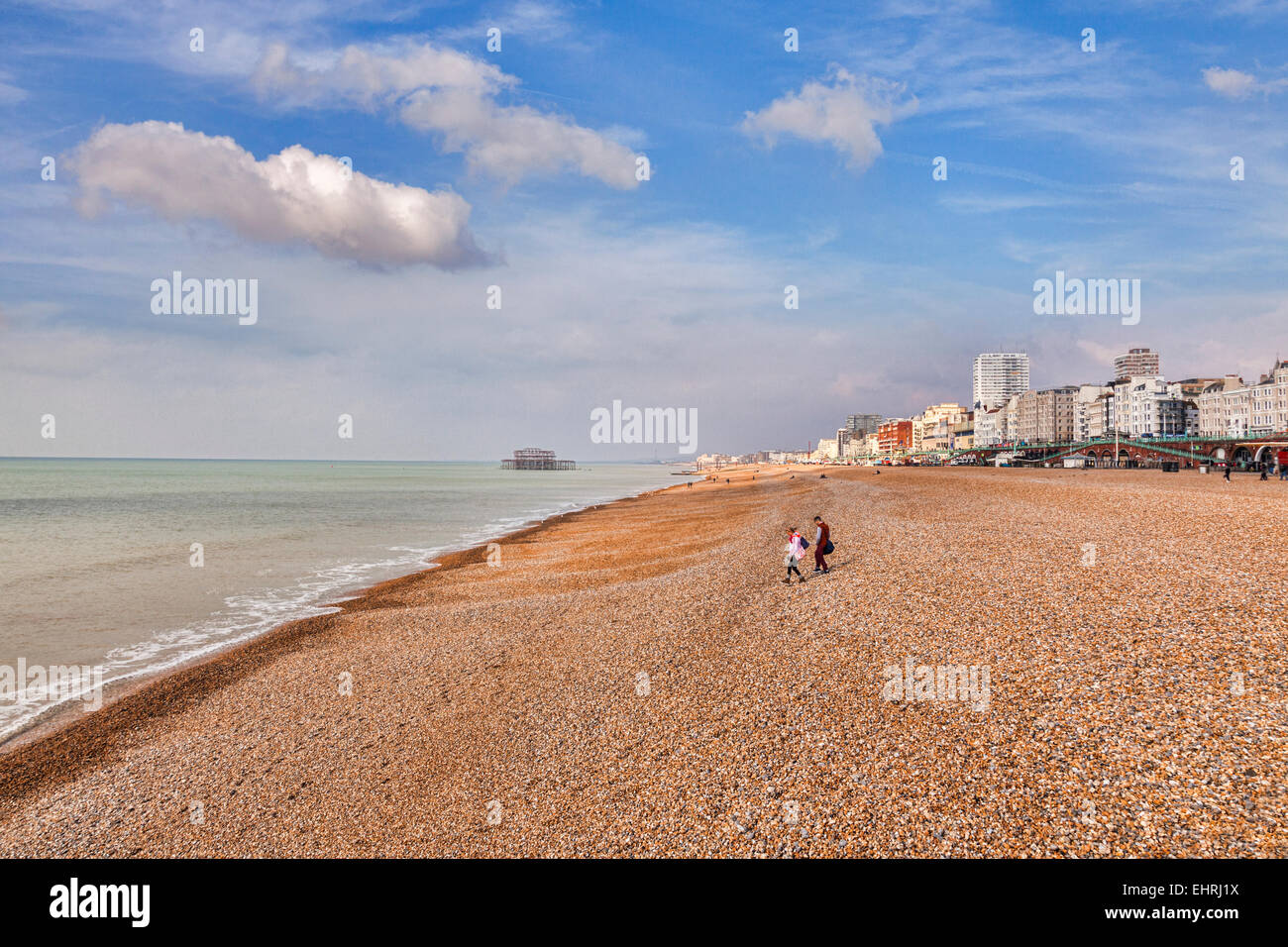 La plage de Brighton, l'hiver, Sussex, England, UK. Banque D'Images